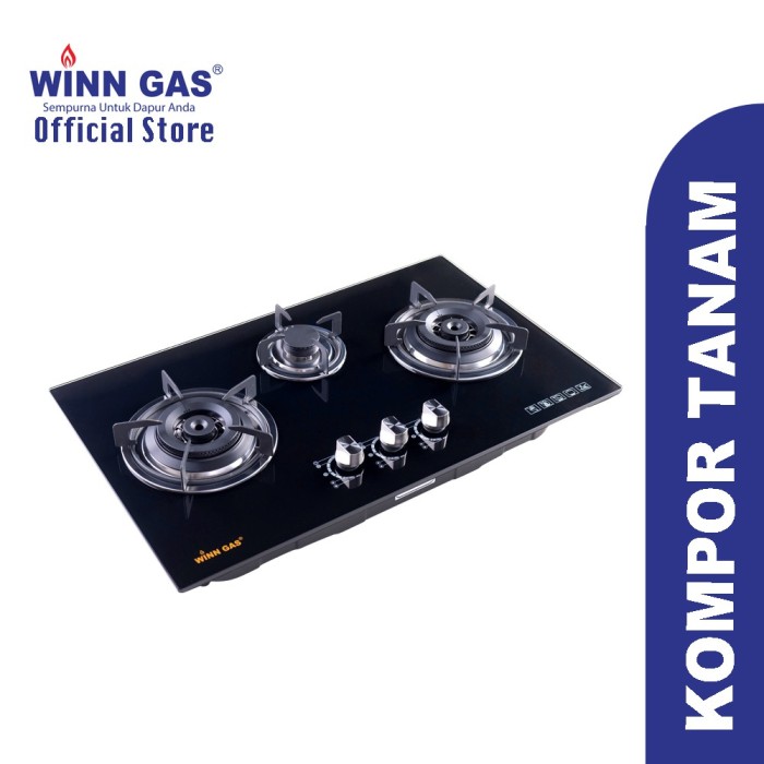 Winn Gas Kompor Tanam W999 3 Tungku Kaca Minimalis
