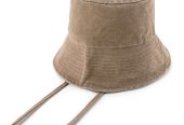 Tie-Back Canvas Bucket Hat – Brown