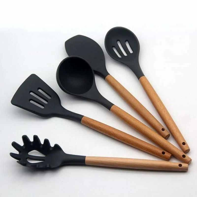 Kitchen Utensils Spatula Sodet Tools (Silicone & Beech) 23pcs set
