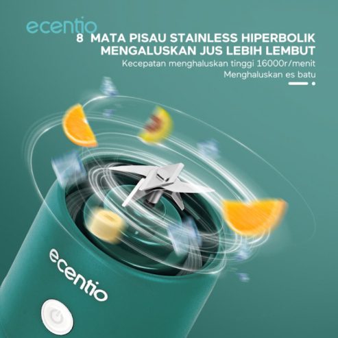 ecentio Kaca blender 8 Mata Pisau Portable 380+380ml Usb Juicer Mini Multifungsi